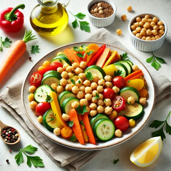 Receta: Garbanzos al vapor con verduras